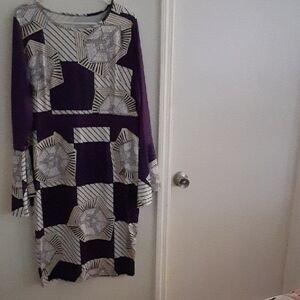 MICHI Purple and White Long Sleeve Dress